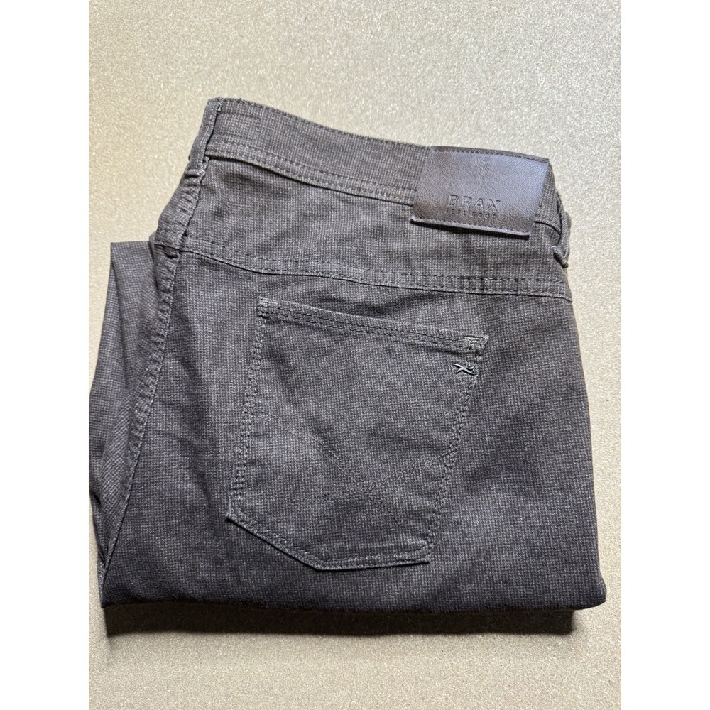 BRAX Feel Good Pants Cooper Fancy Men's Chino 42X32 Brown‎ Knit 5-Pocket Stretch